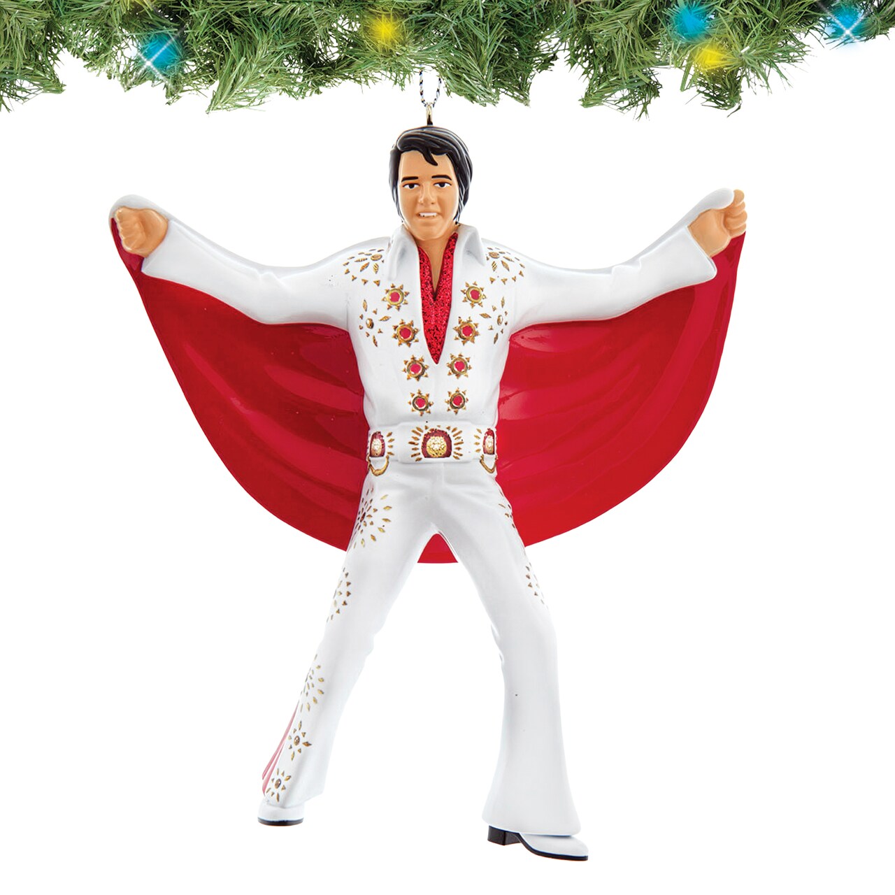 Collections Etc Hand-Painted Red Cape Elvis Presley Christmas Ornament